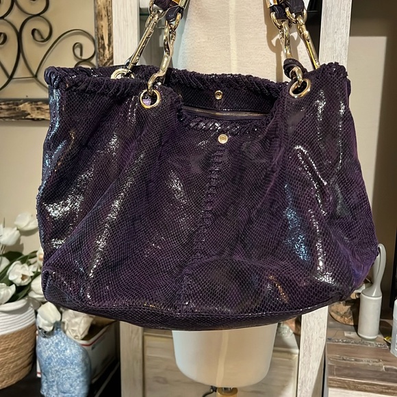 Jimmy Choo Purple Python Shoulder Bag with silver Hardware - Picture 1 of 16